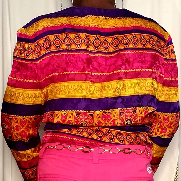 Vintage Jewel Color silk blouse - Picture 4 of 5